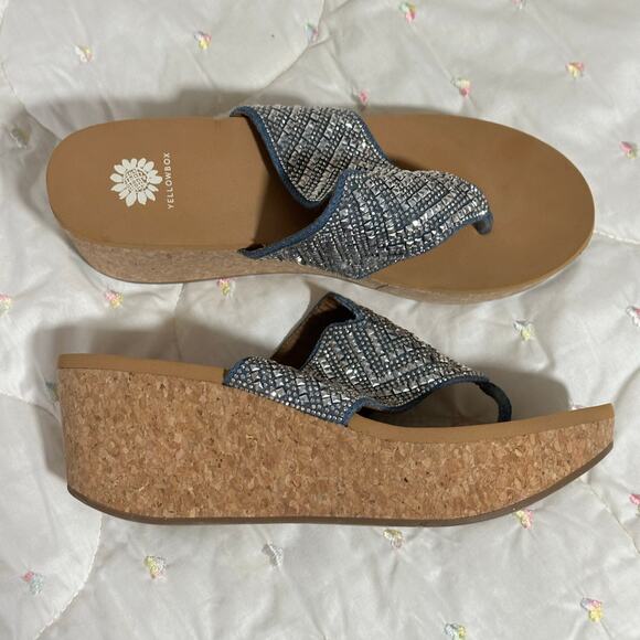 YELLOW BOX  BAYROSE ALMOND BEJEWELED SANDALS Size 10 - Picture 3 of 9